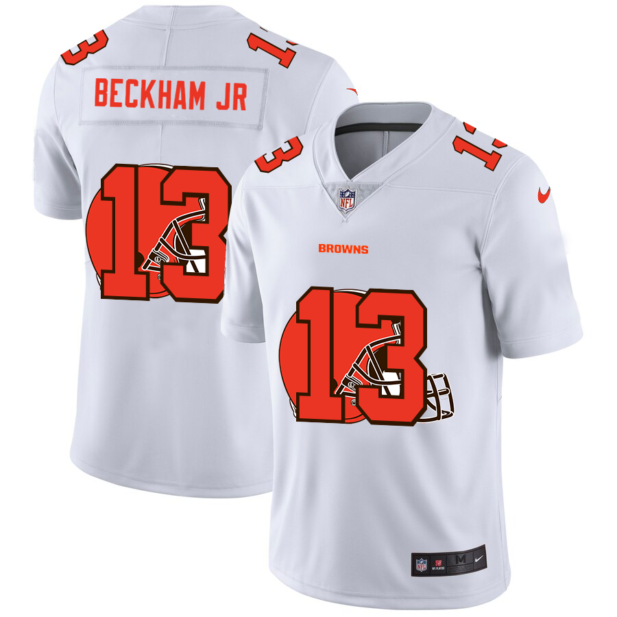Men's Cleveland Browns #13 Odell Beckham Jr. White Shadow Logo Limited Stitched Jersey